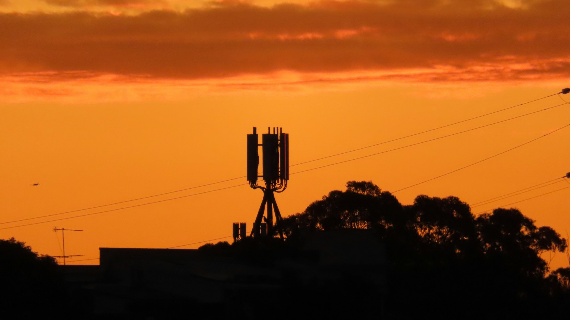 Cell tower at dusk
