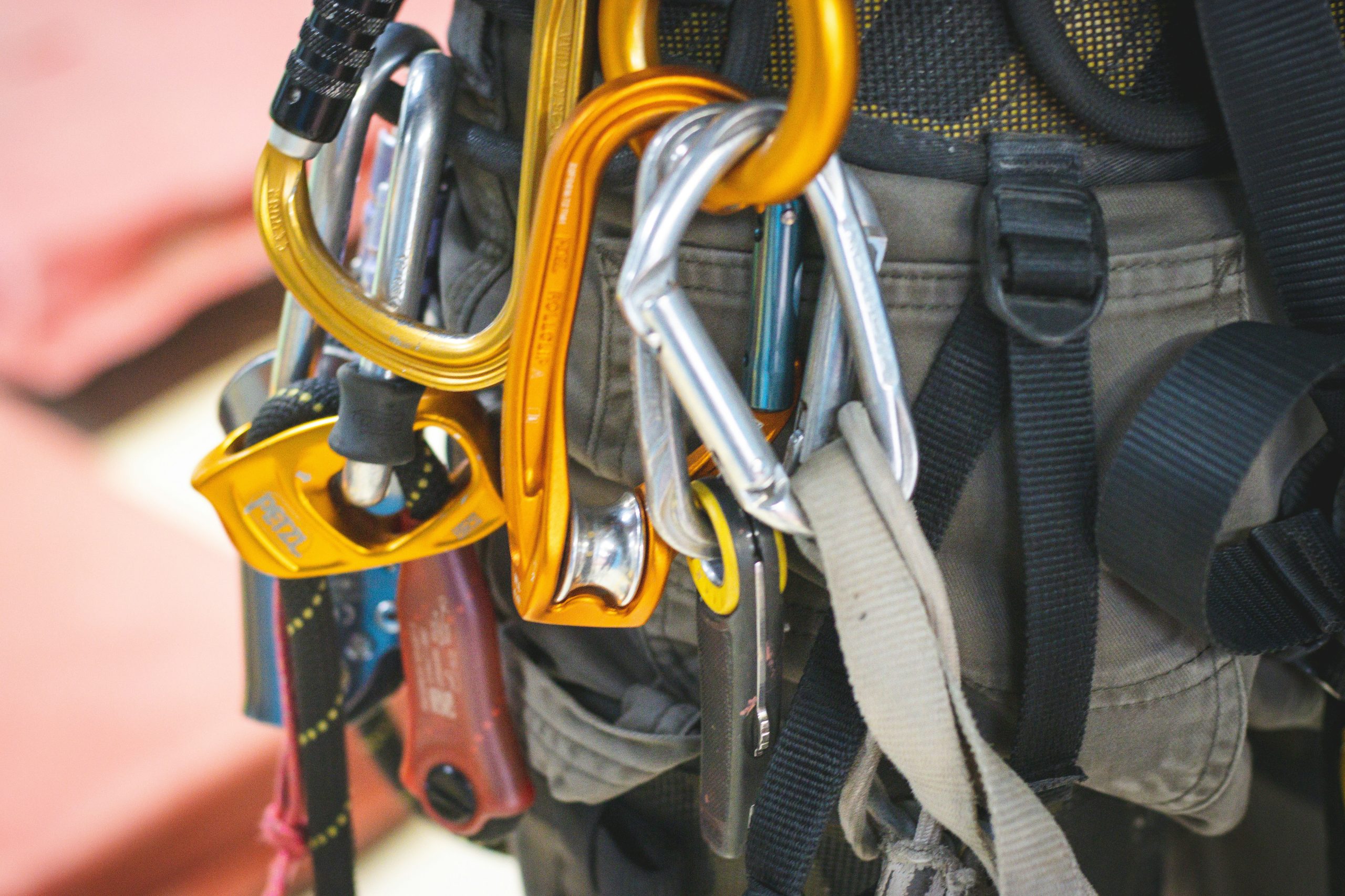 Worker setting up equipment