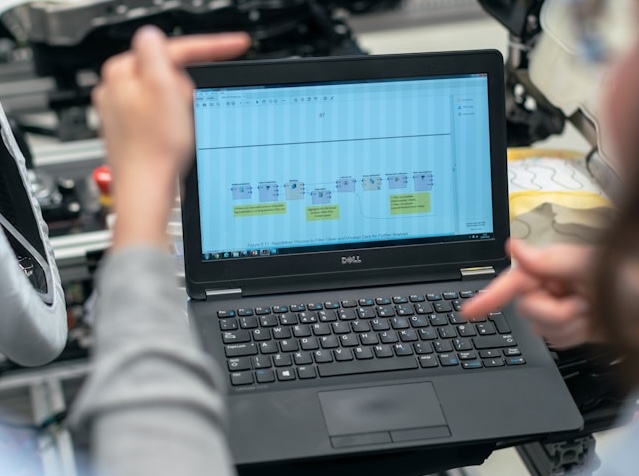 Engineer looking at a screen