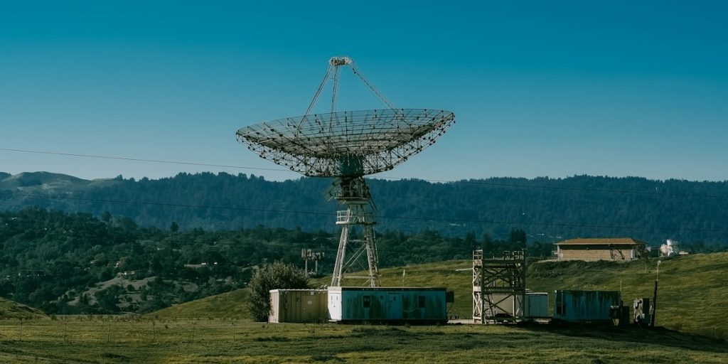 Radar dish in a field